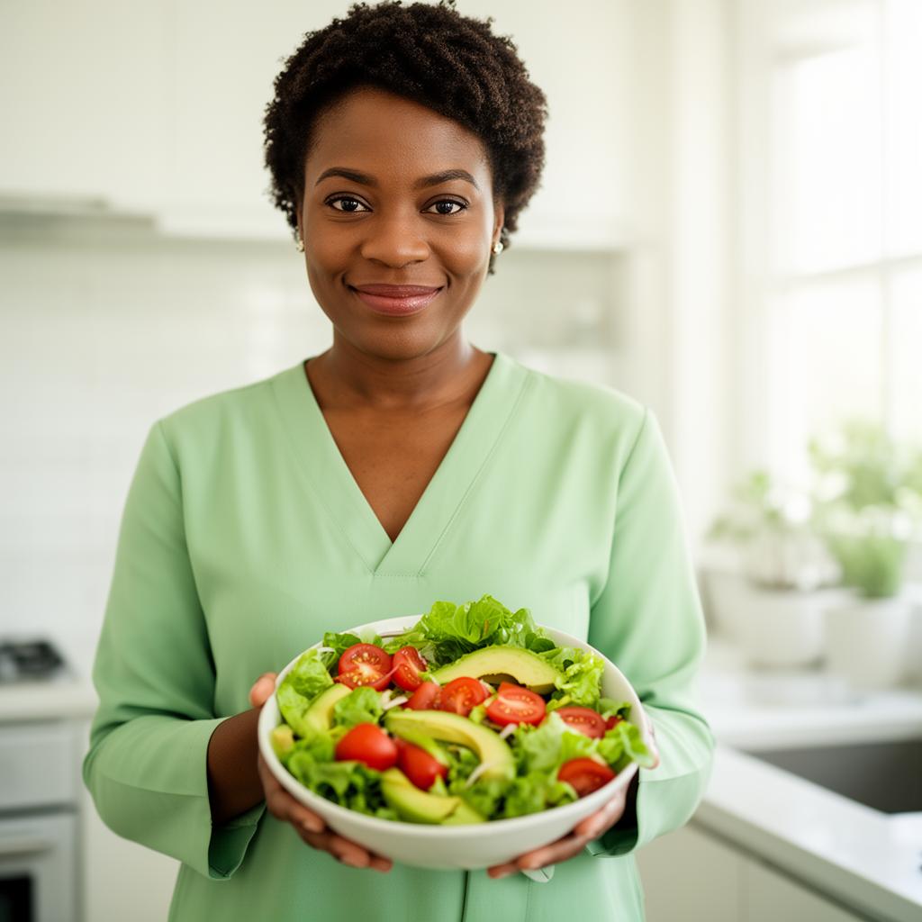 Nutrition consultant with healthy meal